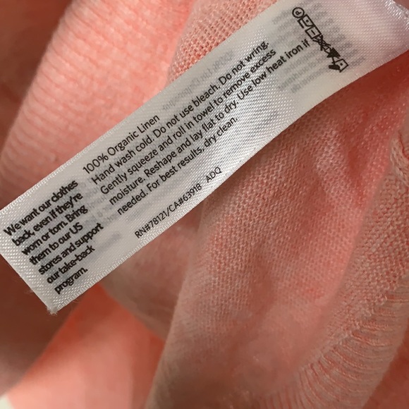 eileen fisher 100% organic linen v neck sweater in pink XS - Picture 3 of 4